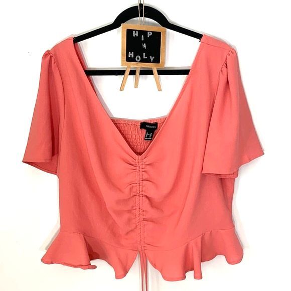 Forever 21 Peplum Cropped Blouse Rose Size 3X - Picture 2 of 8